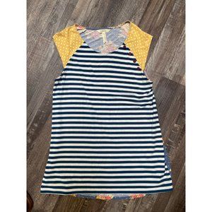 Matilda Jane Striped Floral Ladies Top sz medium